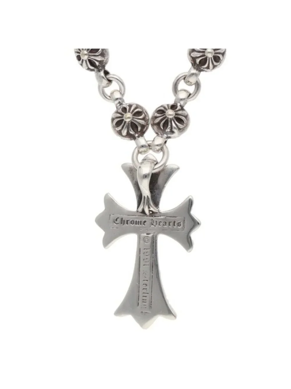 Chrome Hearts 1 CH Crossball Chain Small CH Cross Silver